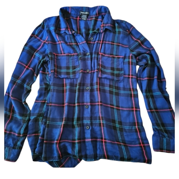 Stoosh Blue Button Down Flannel Size M - Picture 1 of 8